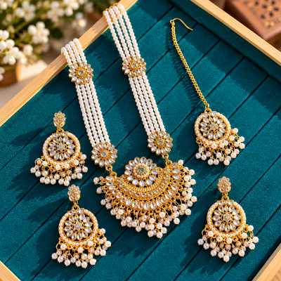 Royal Kundan & Pearl Bridal Jewelry Set